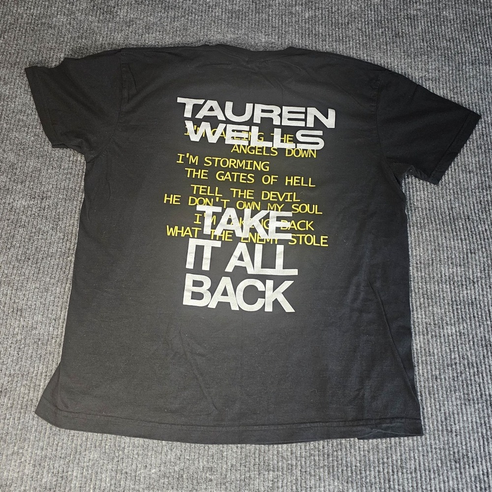 Tauren Wells Take It All Back Shirt Mens XL Black Graphic Christian Music Tee